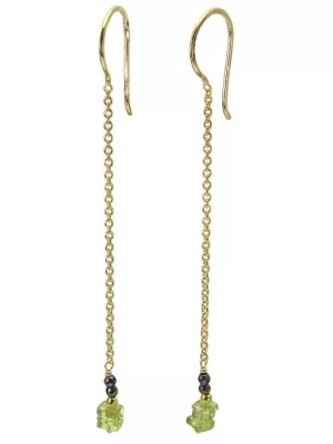 27 Peridot, Hematite Grey earring